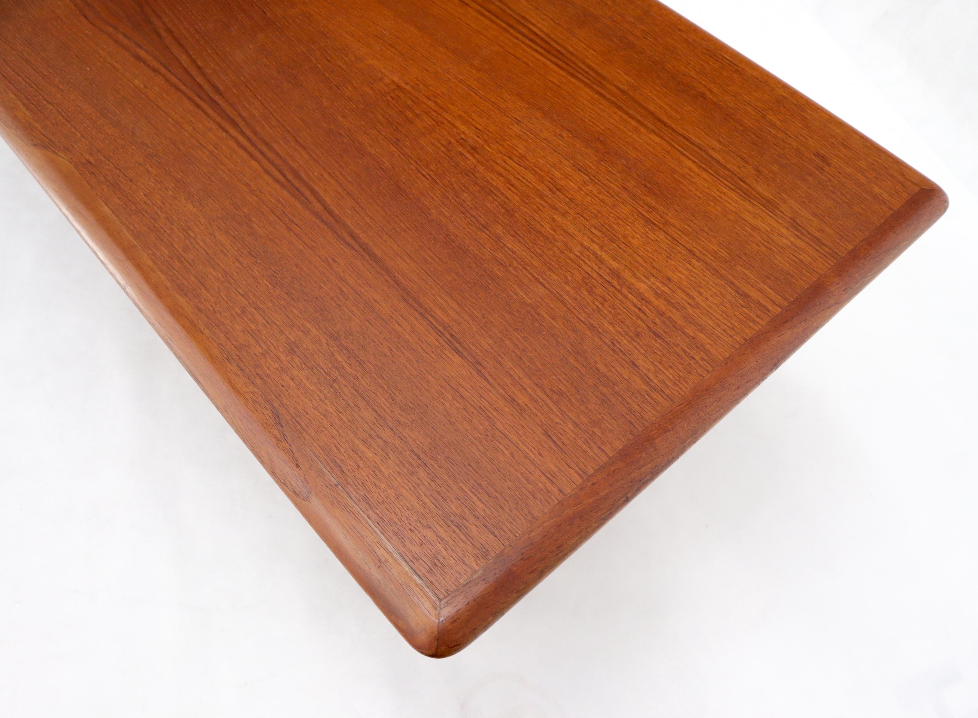 Lacquered Danish Teak Mid-Century Modern Rectangular Coffee Table with Cane Shelf For Sale