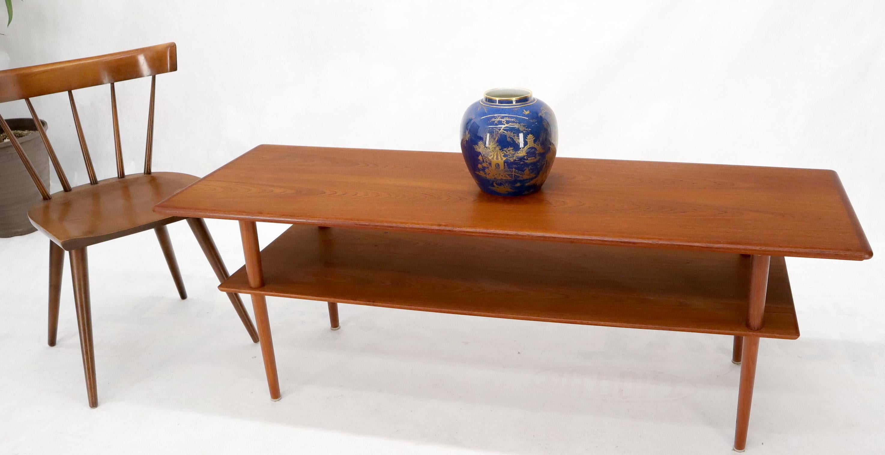 Danish Teak Mid-Century Modern Rectangular One Shelf Coffee Table For Sale 4