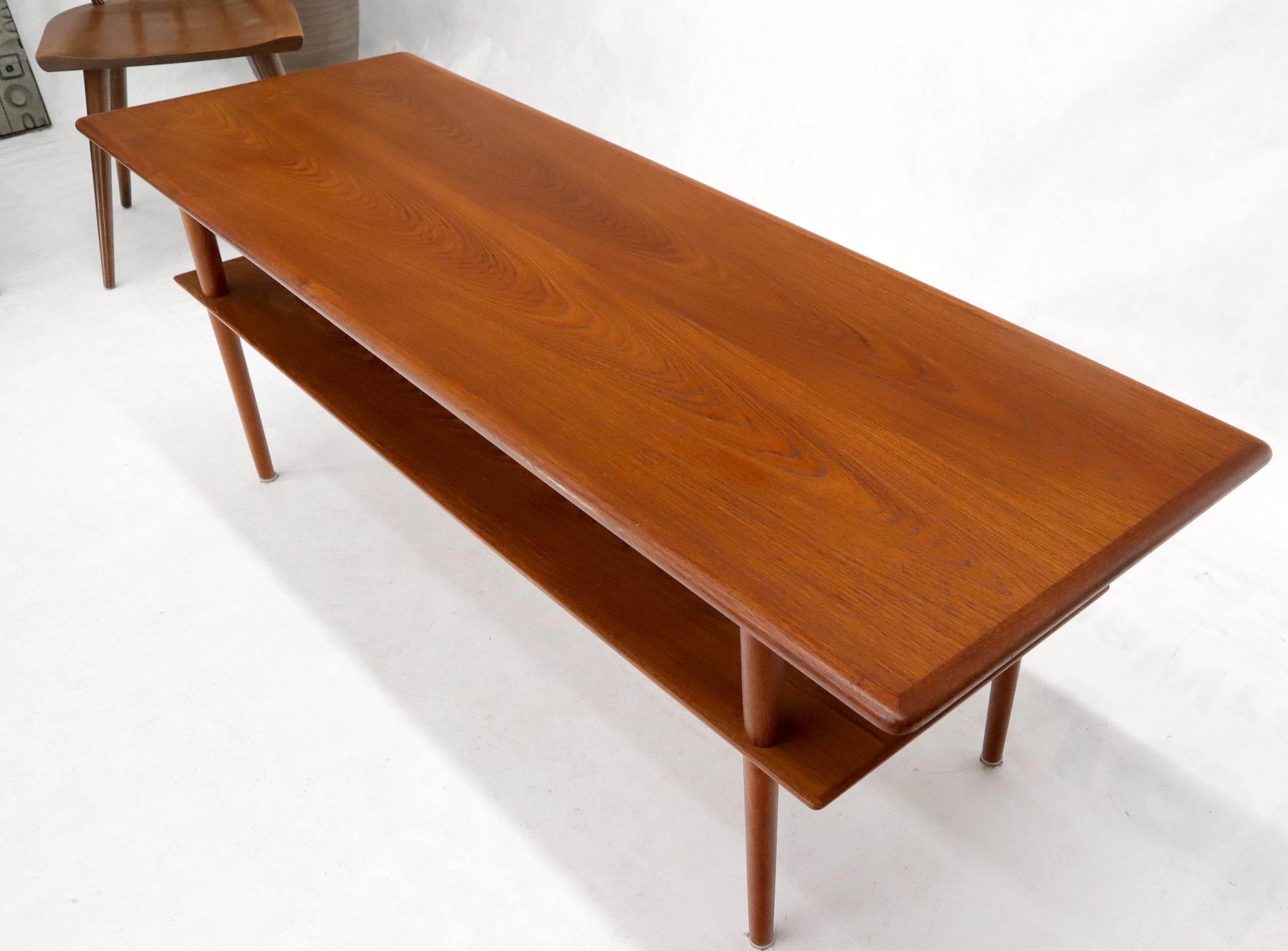 20th Century Danish Teak Mid-Century Modern Rectangular One Shelf Coffee Table For Sale