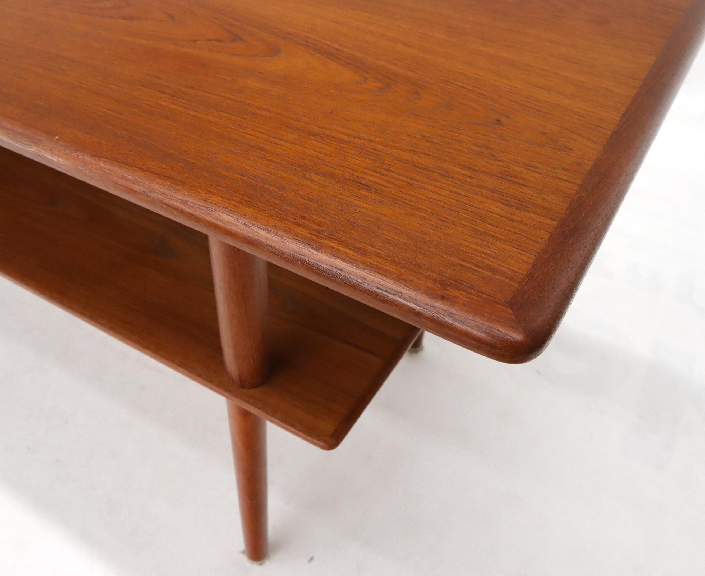 Danish Teak Mid-Century Modern Rectangular One Shelf Coffee Table 1