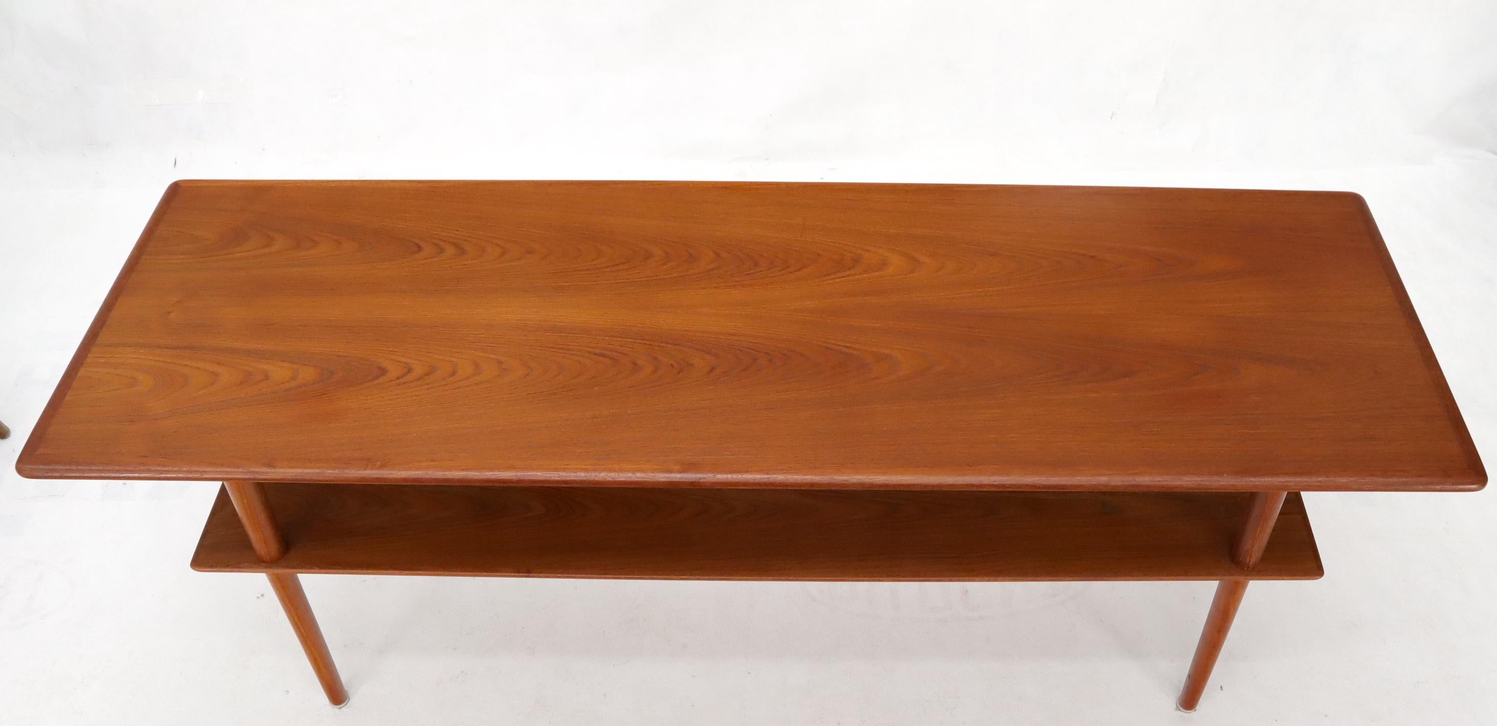 Danish Teak Mid-Century Modern Rectangular One Shelf Coffee Table For Sale 2