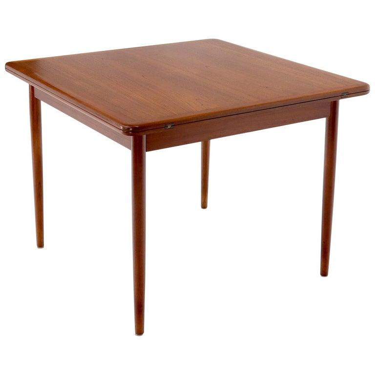 Danish Teak Mid Century Modern Square Flip Top Dining Table Double Size
