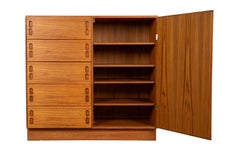 Danish Teak Mid-Century Tall Dresser Gentleman’s Chest Wardrobe