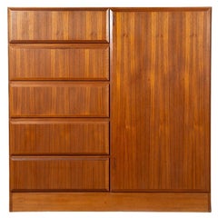 Danish Teak Mid-Century Tall Dresser Gentleman’s Chest Wardrobe