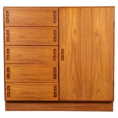 Danish Teak Mid-Century Tall Dresser Gentleman’s Chest Wardrobe