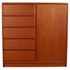 Danish Teak Mid-Century Tall Dresser Gentleman’s Chest Wardrobe