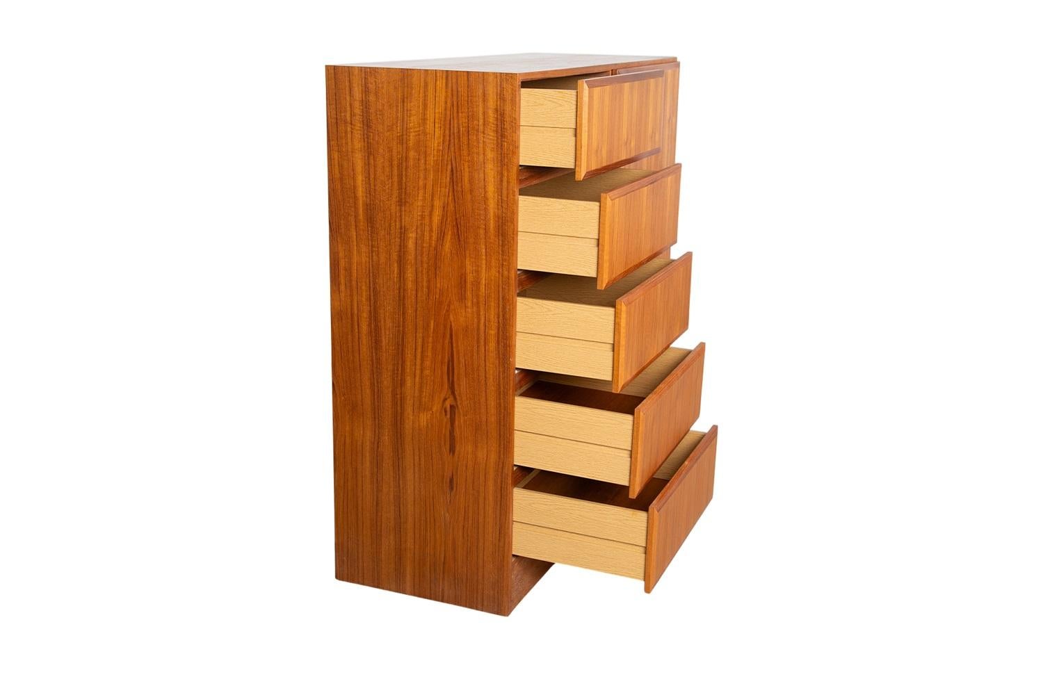 Danish Teak Mid-Century Tall Dresser Wardrobe In Fair Condition For Sale In Baltimore, MD