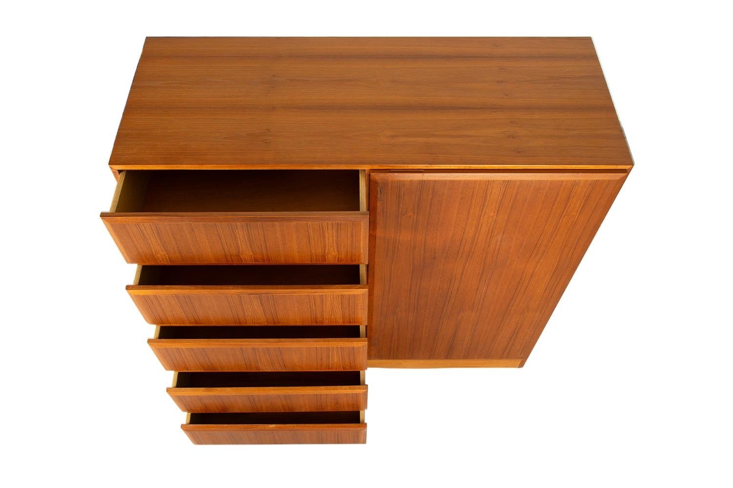 Late 20th Century Danish Teak Mid-Century Tall Dresser Wardrobe For Sale