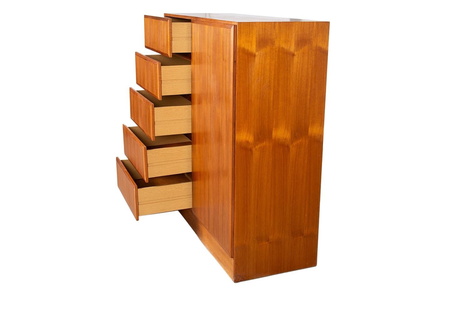 Danish Teak Mid-Century Tall Dresser Wardrobe For Sale 1