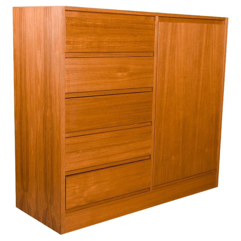 Danish Teak Mid Century Tall Dresser Wardrobe For Sale at 1stDibs