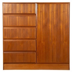 Danish Teak Mid-Century Tall Dresser Wardrobe
