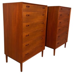 Danish Teak Mid Century Tallboy Dresser, 1960's