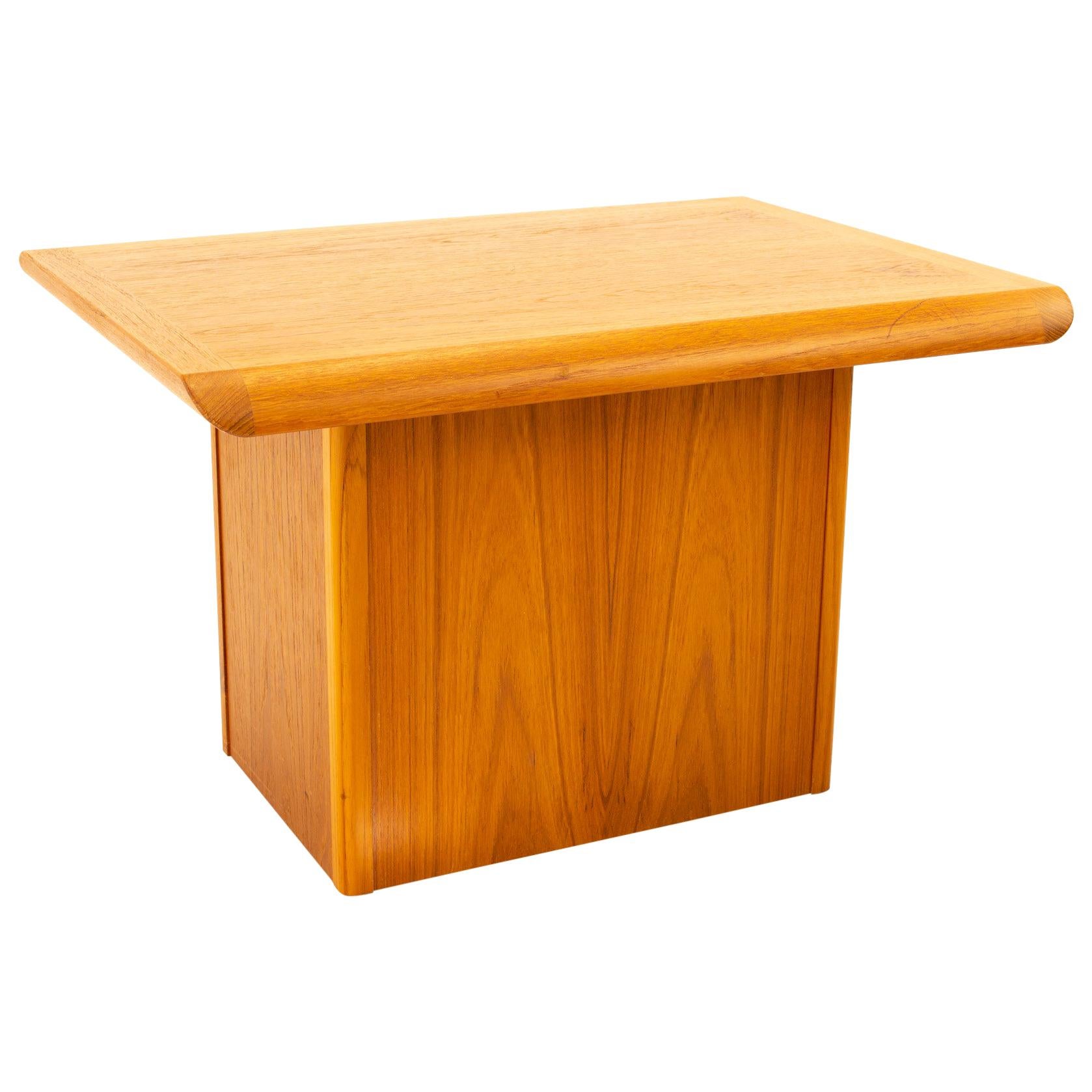 Danish Mid Century Modern Sofa Extra Long Built in Teak End Side Tables