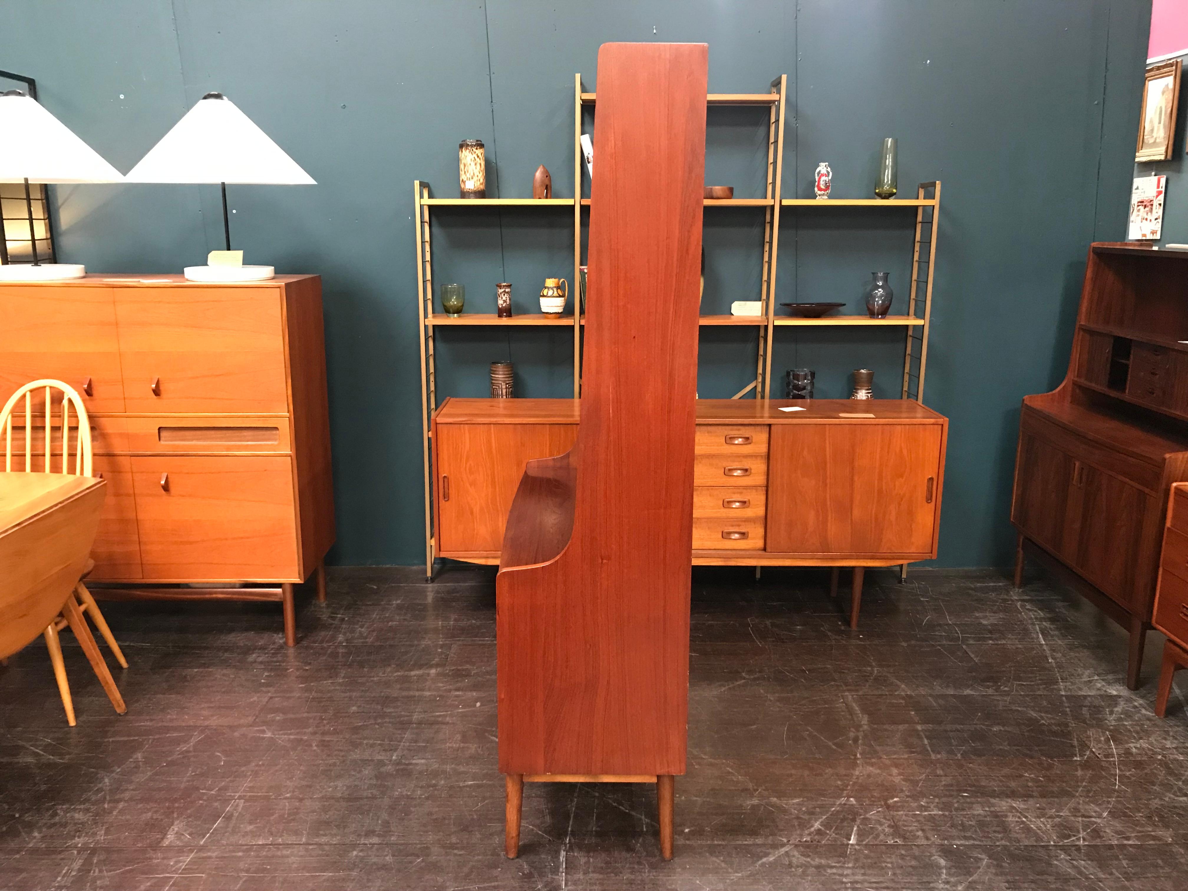 Danish Teak Midcentury Secretaire Desk Bookcase by Johannes Sorth for Bornholm For Sale 8