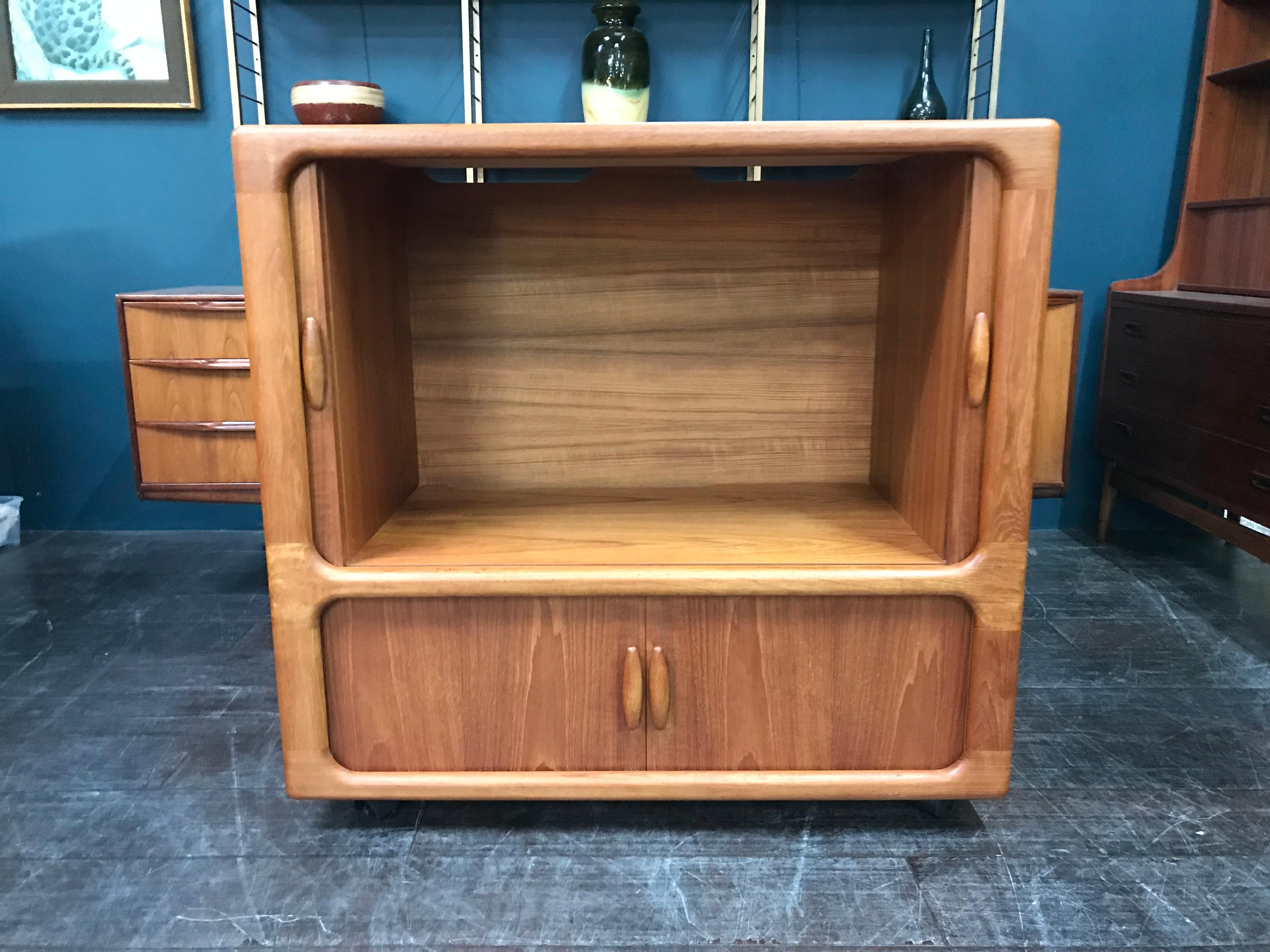 Mid-Century Modern Danish Teak Midcentury Sideboard or Media Unit with Tambour Doors by Dyrlund For Sale