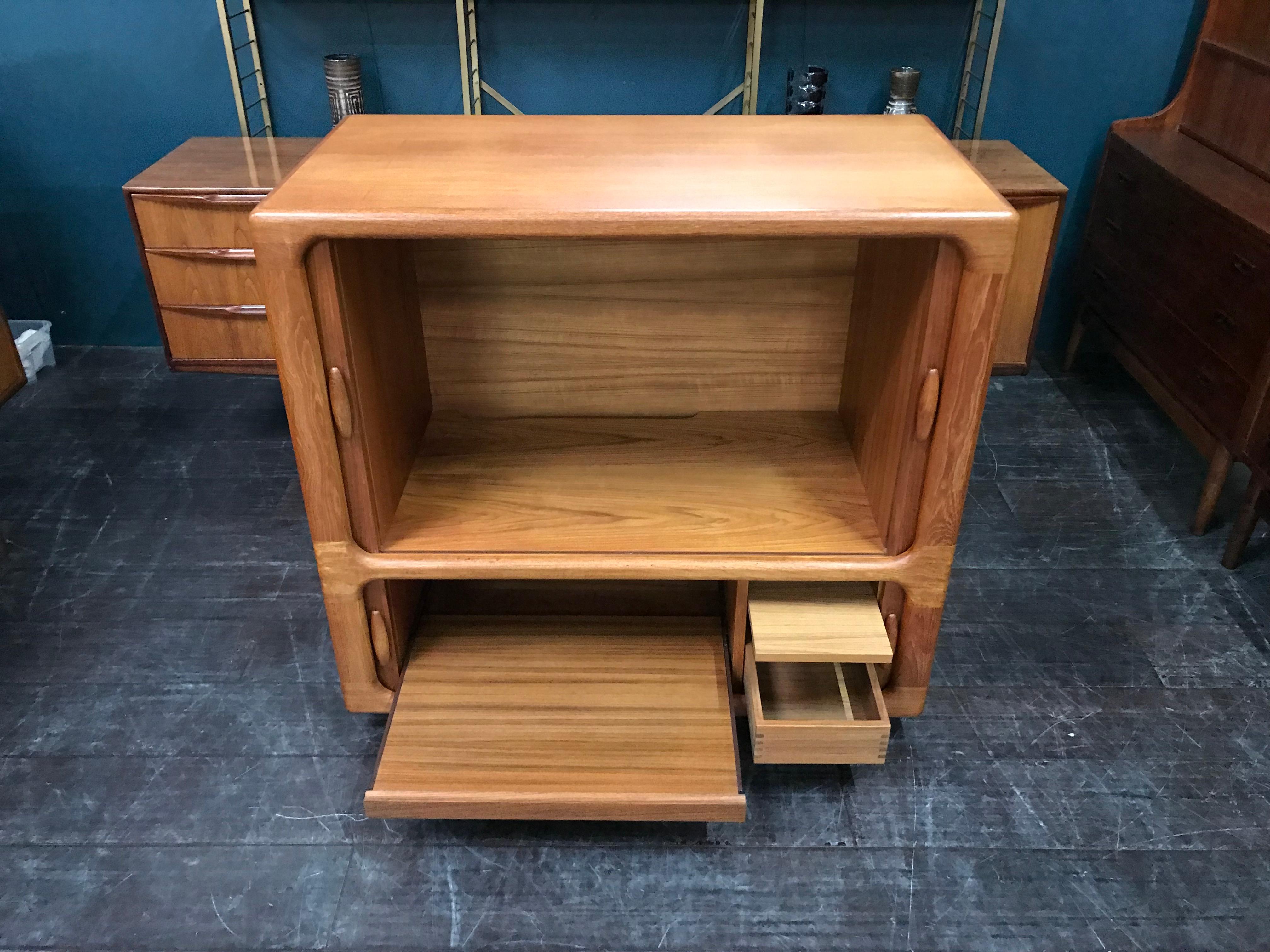 20th Century Danish Teak Midcentury Sideboard or Media Unit with Tambour Doors by Dyrlund For Sale