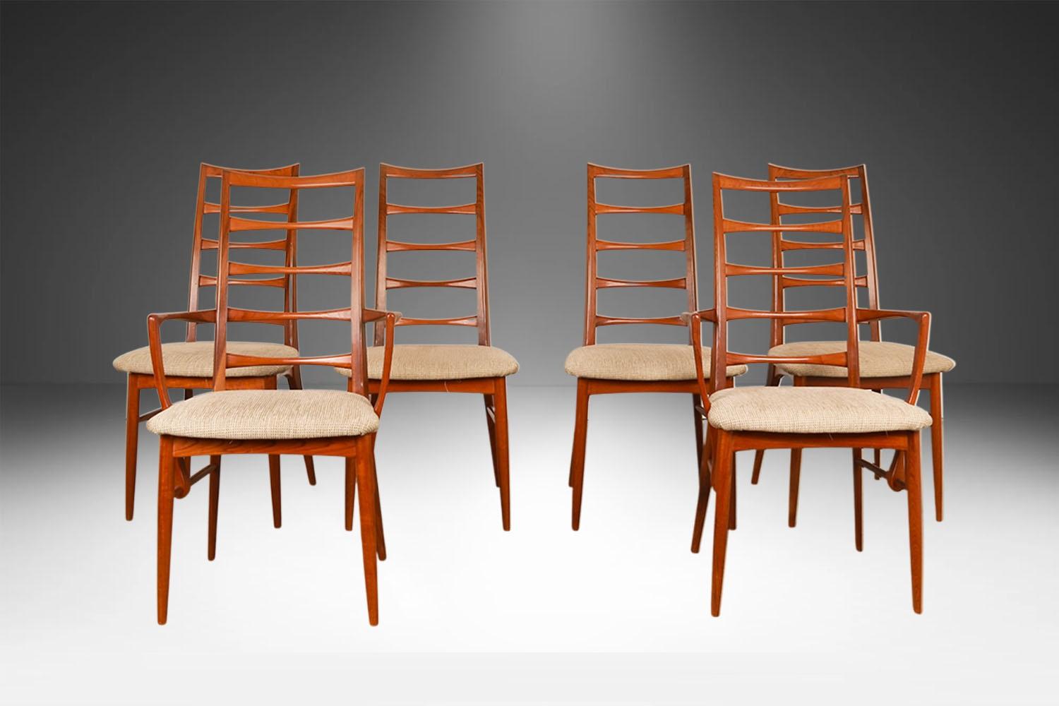Un eccezionale set di sei sedie da pranzo in teak disegnate da Niels Koefoed per Koefoeds Hornslet, modello 