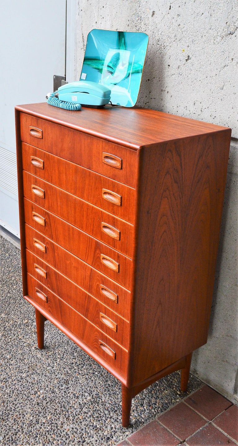 Danish Teak Narrow Highboy Dresser / Chest of Drawers by ...