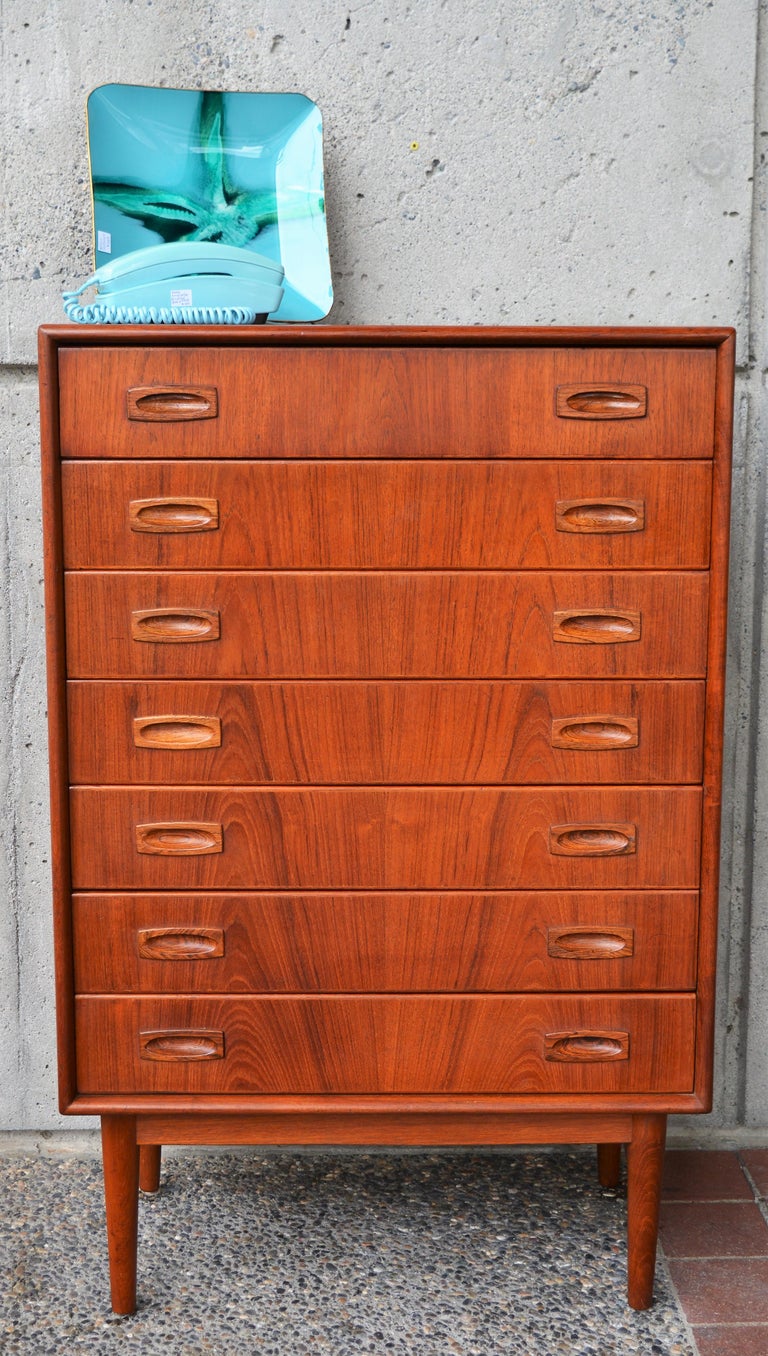 Danish Teak Narrow Highboy Dresser / Chest of Drawers by Arne Hovmand Olsen at 1stDibs