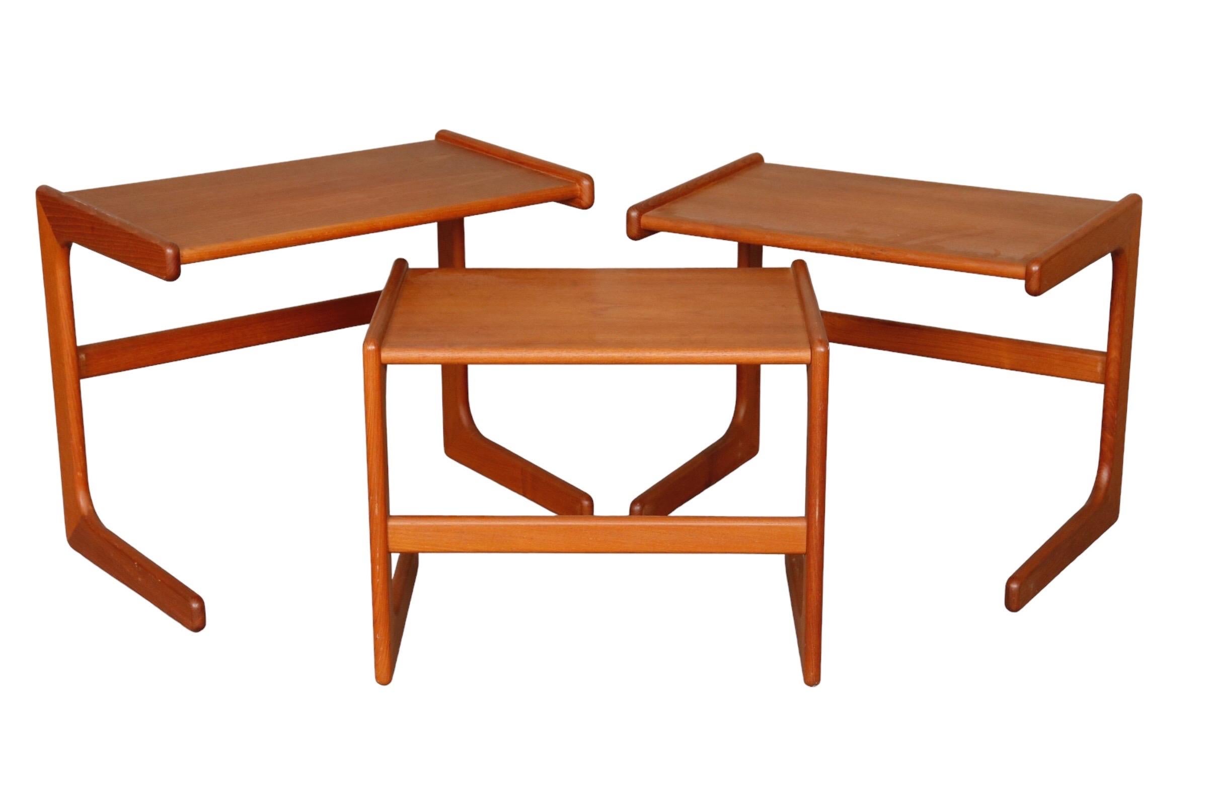 Mid-Century Modern Danish Teak Nesting Tables Set of 3