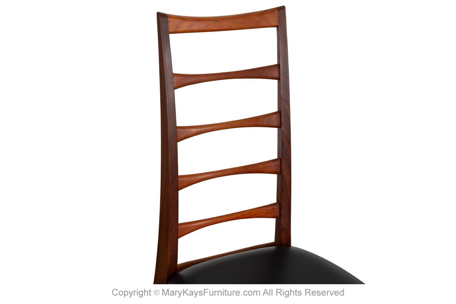 Faux Leather Danish teak Niels Koefoed for Koefoeds Hornslet Lis Chairs set of 6