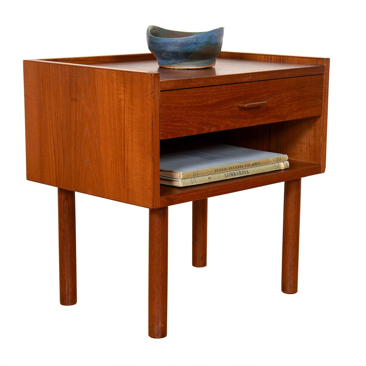 20th Century Danish Teak Nightstand / End Table with Finished Backside by Hans Wegner For Sale