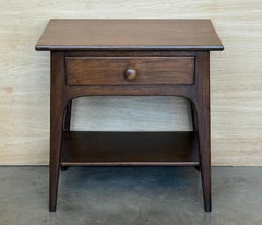 Danish Teak Nightstands Tables with Drawer, 1960s Modern Design