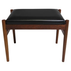 Danish Teak Ottoman in Original Vinyl