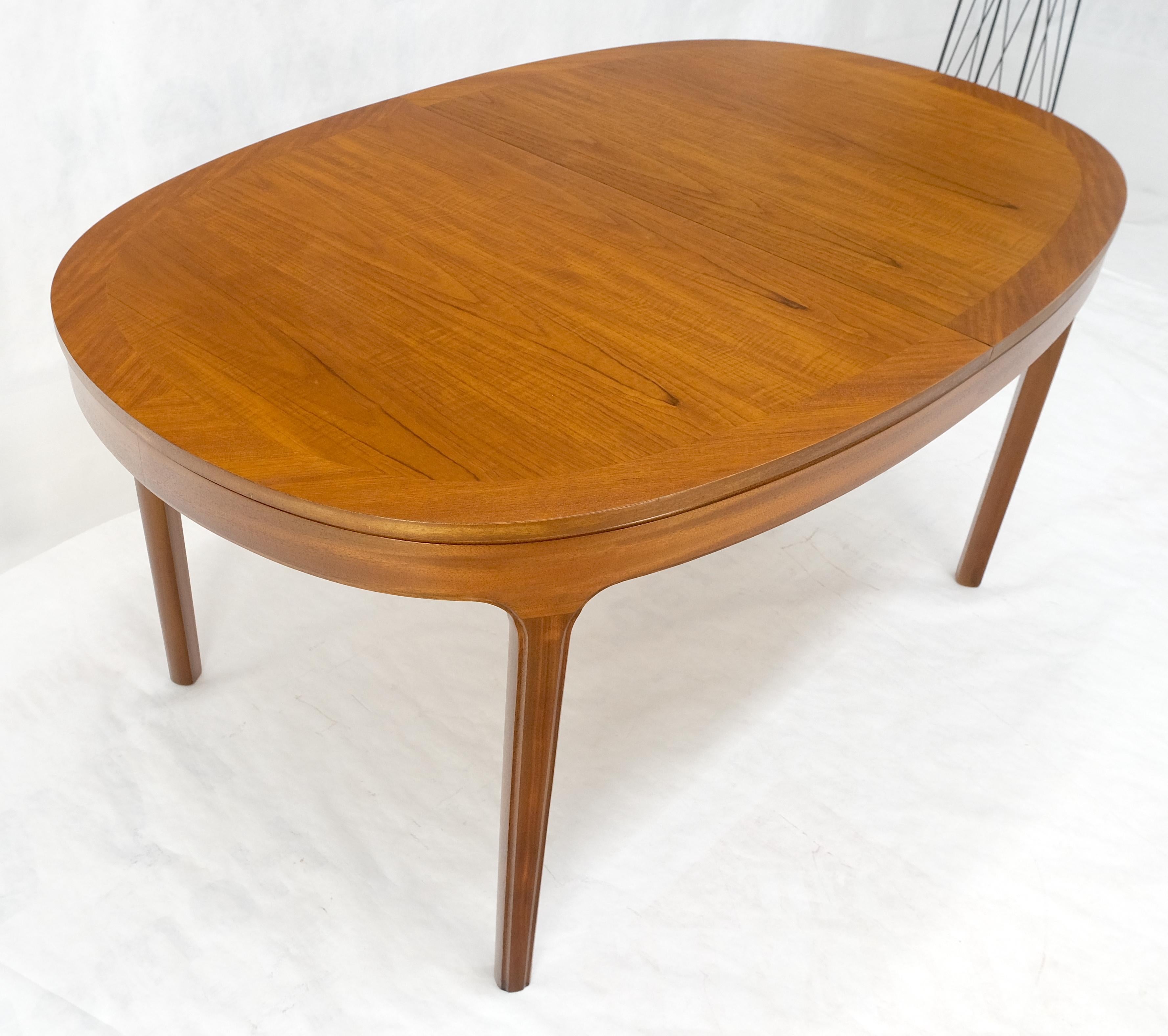 Lacquered Danish Teak Oval Boat Shape Dining Table w/ 21