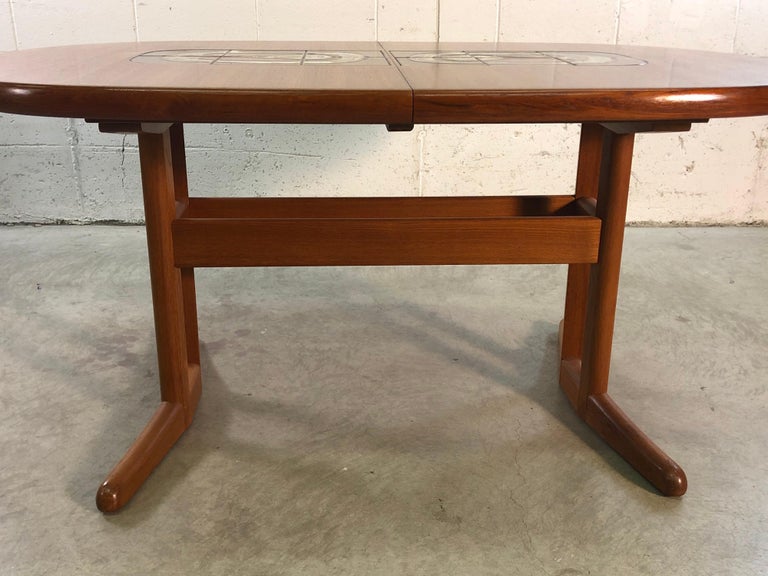 Danish Teak Oval Tile Top Dining Table by Am Mobler at 1stDibs