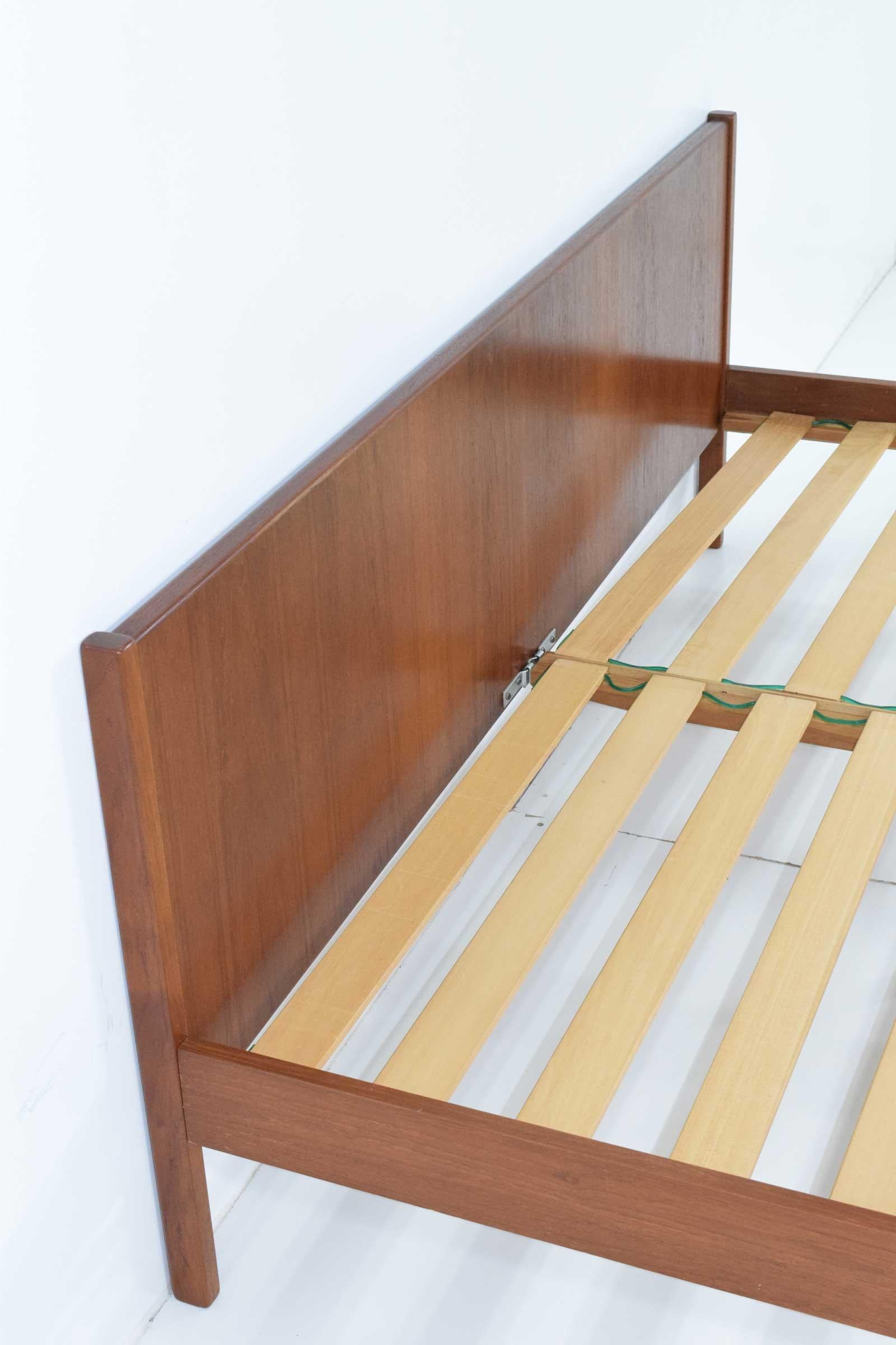 20th Century Danish Teak Oversized Queen Bed Frame
