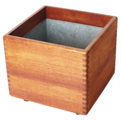Danish Teak Planter with Zinc Tub by Salin Furniture
