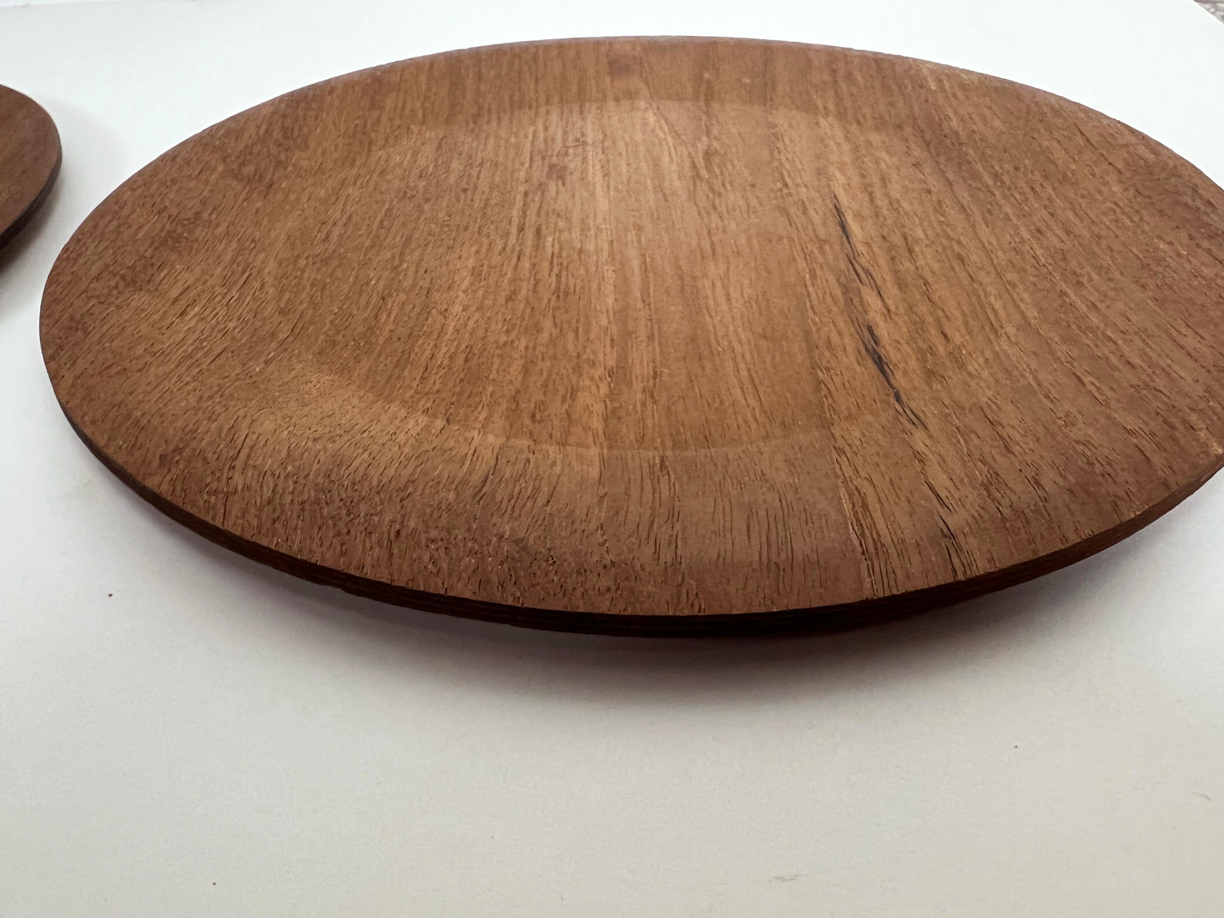 Danish Teak Plates by Hafnia, a Pair In Good Condition For Sale In Fort Lauderdale, FL
