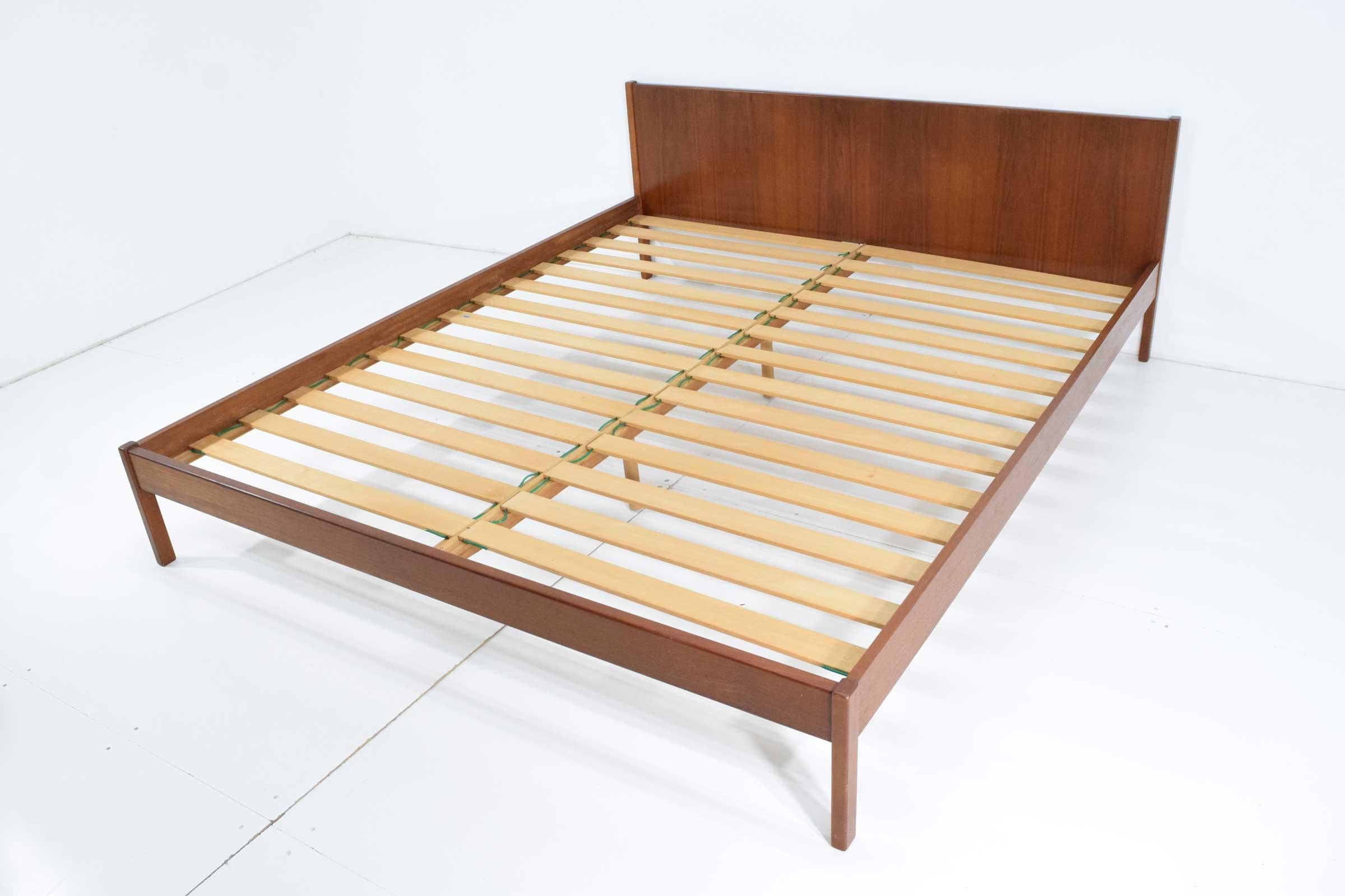 Mid-Century Modern Danish Teak Queen Bed Frame