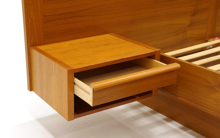 Danish Teak Queen Platform Bed with Built in Floating ...