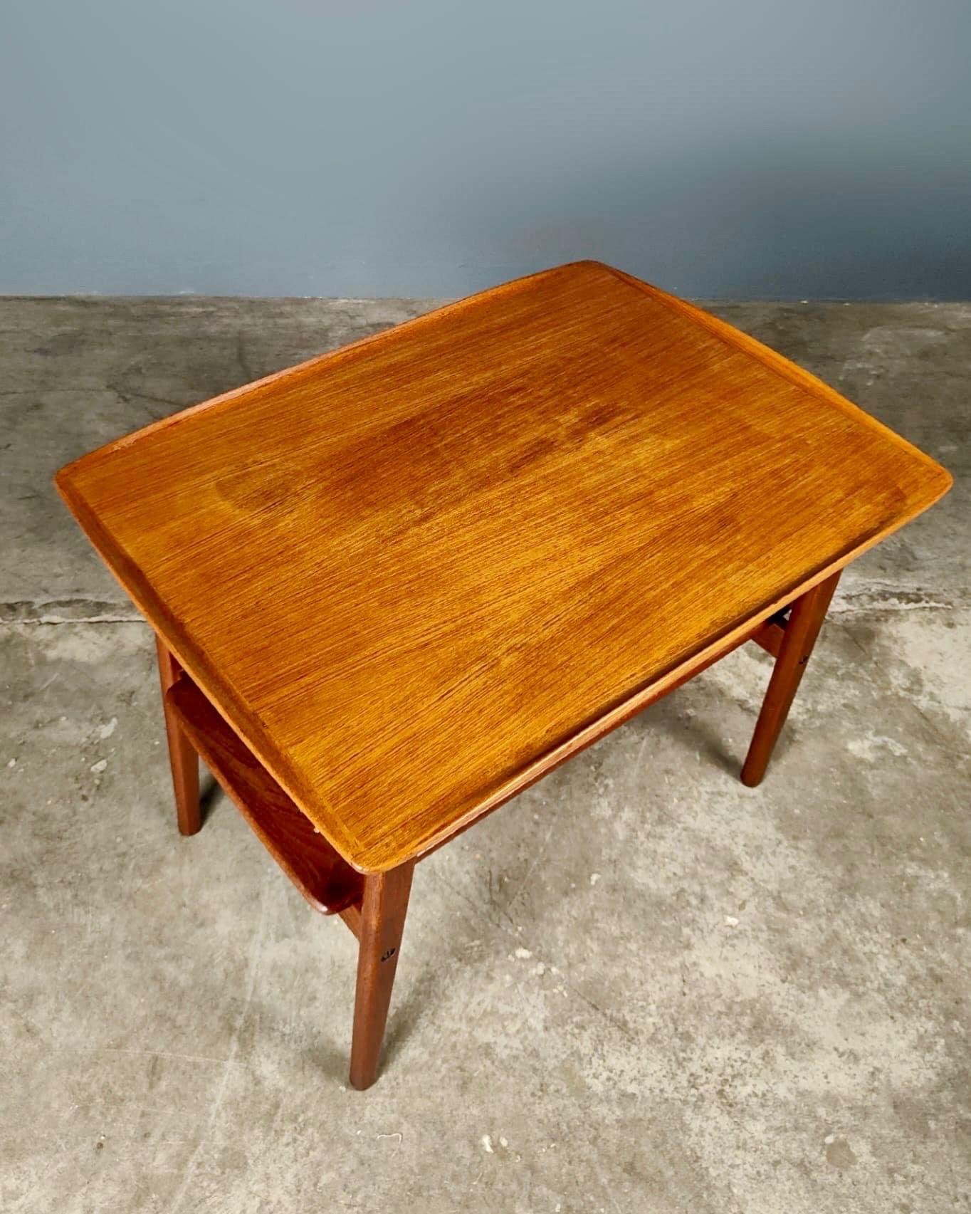 Mid-Century Modern Danish Teak Rattan Coffee Table By Arne Hormand-Olsen For Mogens Kold Vintage