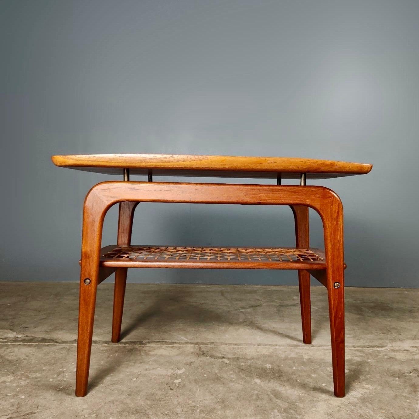 Mid-20th Century Danish Teak Rattan Coffee Table By Arne Hormand-Olsen For Mogens Kold Vintage
