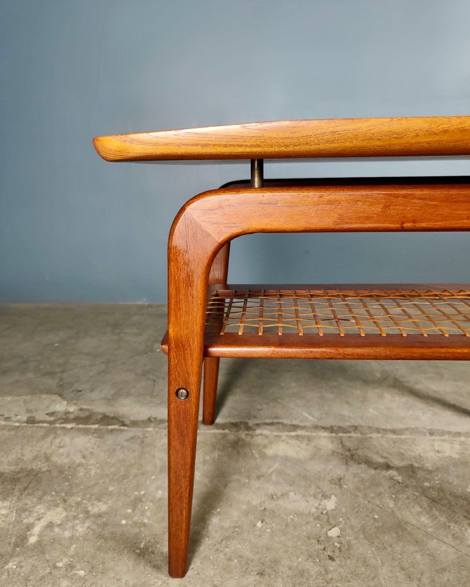 Danish Teak Rattan Coffee Table By Arne Hormand-Olsen For Mogens Kold Vintage 1
