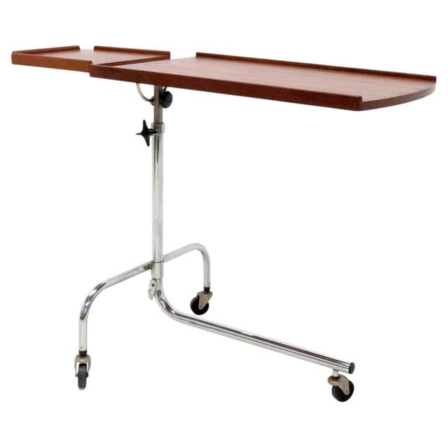 Metal Table Racking Adjustable reading table in teak and chrome-plated metal, Scandinavia ...