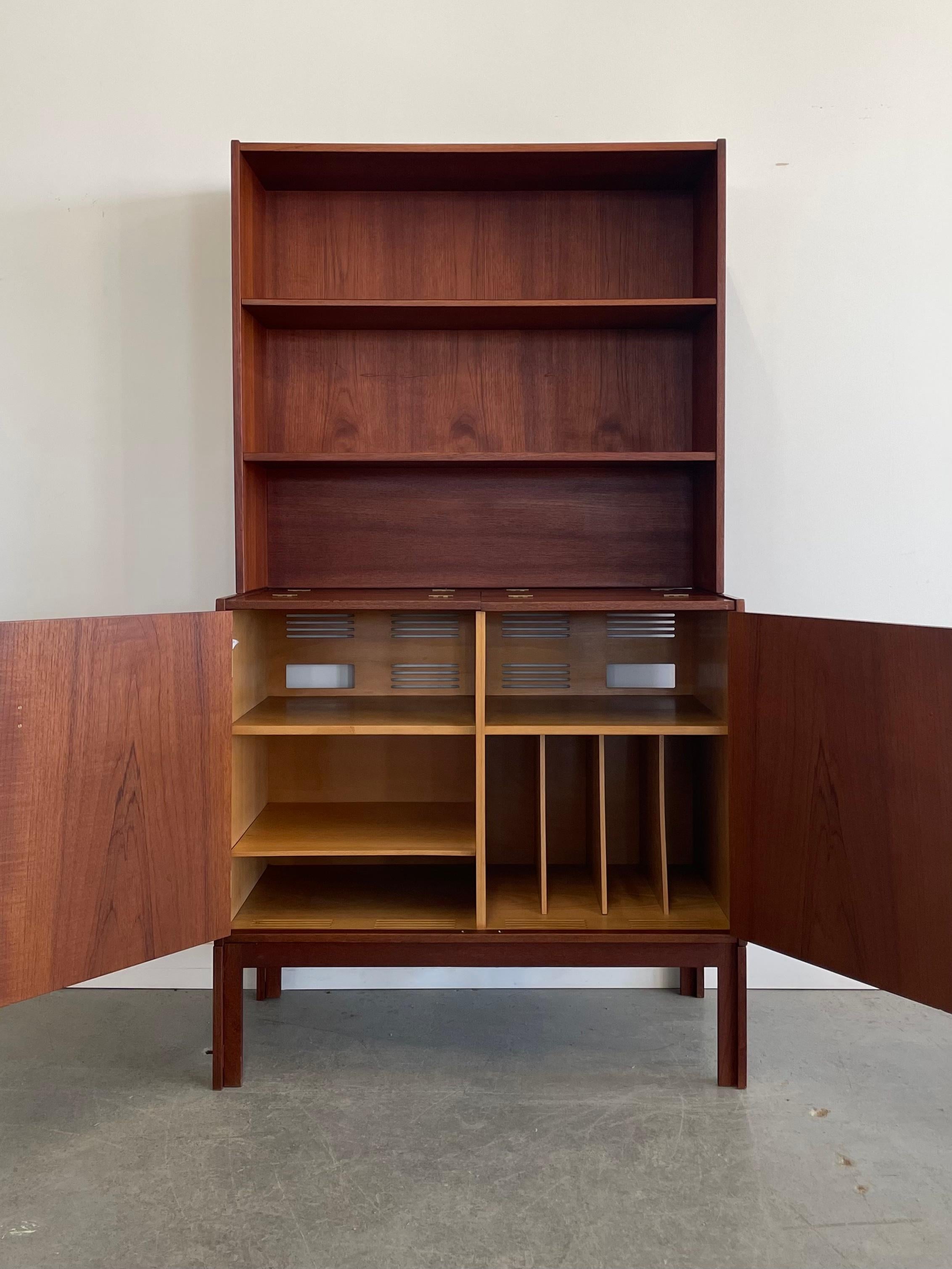 Scandinavian Modern Danish Teak Record Cabinet / Bookshelf For Sale