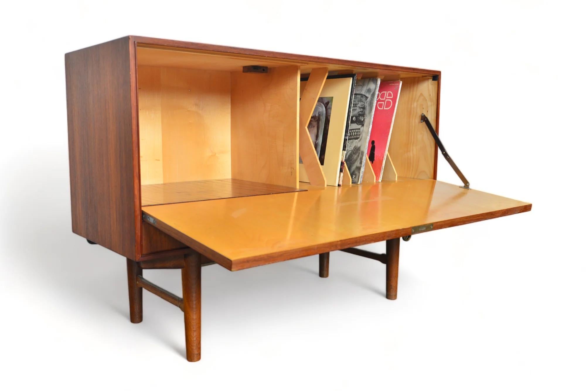 Mid-Century Modern Danish Teak Record Cabinet By Aristona For Sale