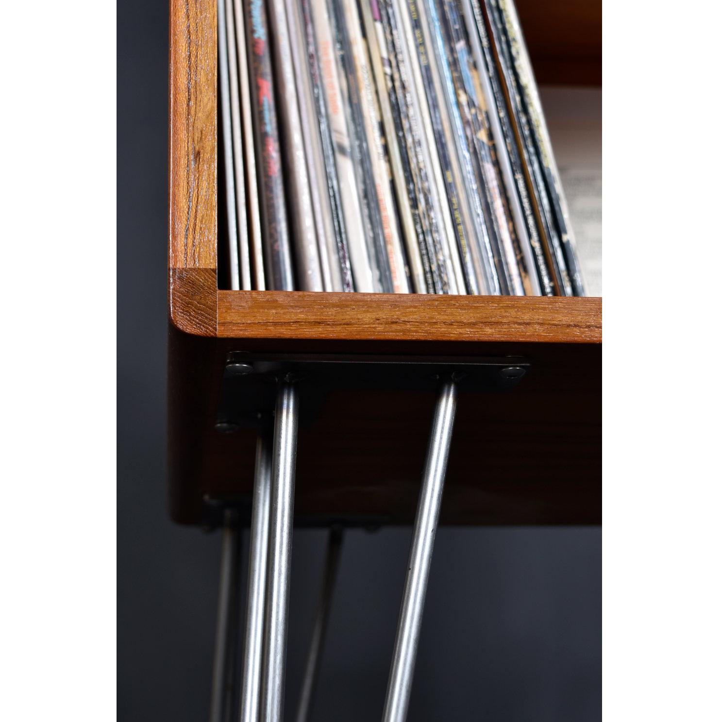 Danish Teak Record Cabinet Media Stand on Hairpin Legs 1