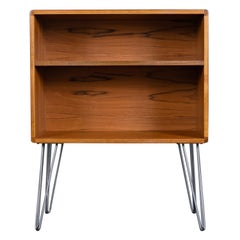 Danish Teak Record Cabinet Media Stand on Hairpin Legs