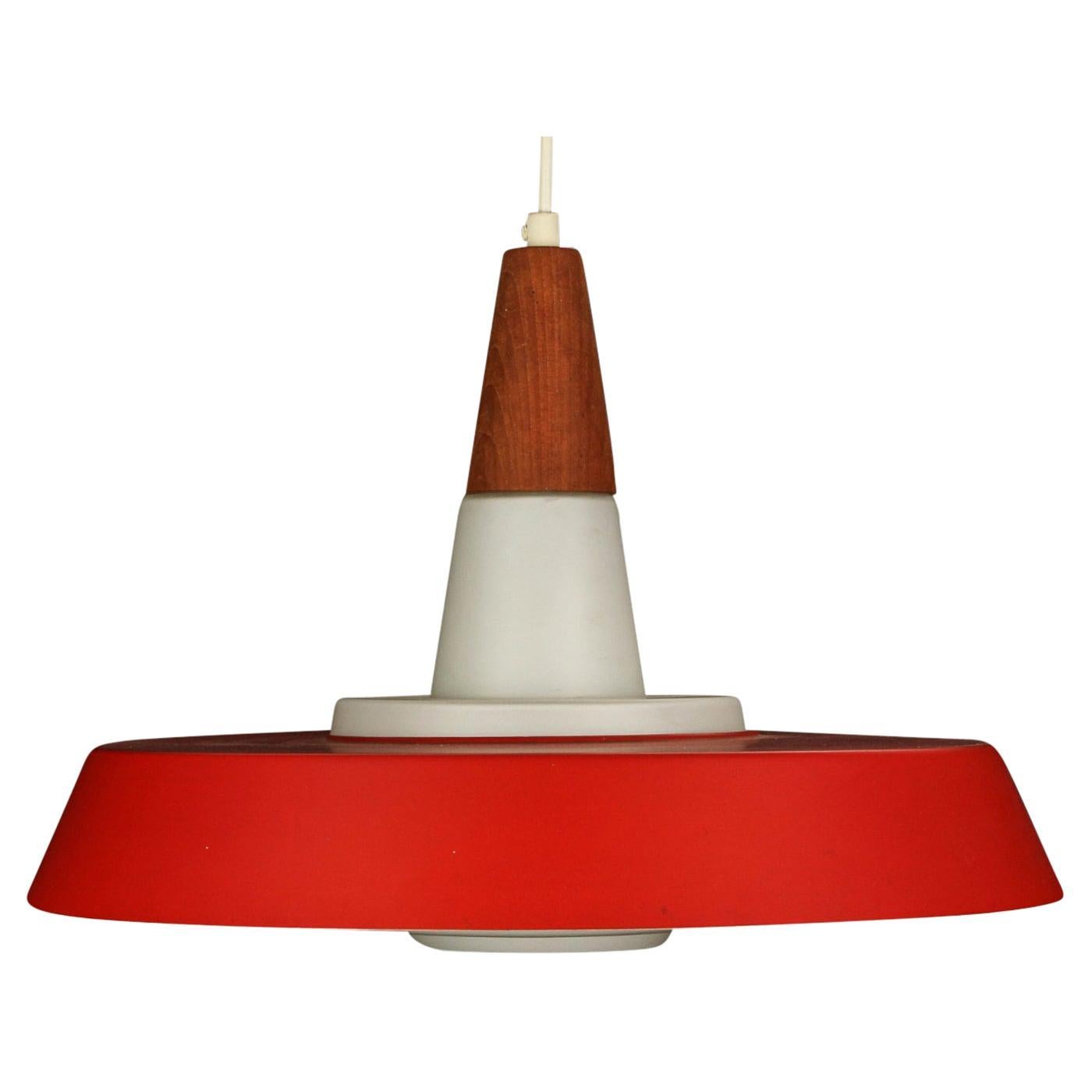 Danish Teak + Red Ufo Pendant Lamp