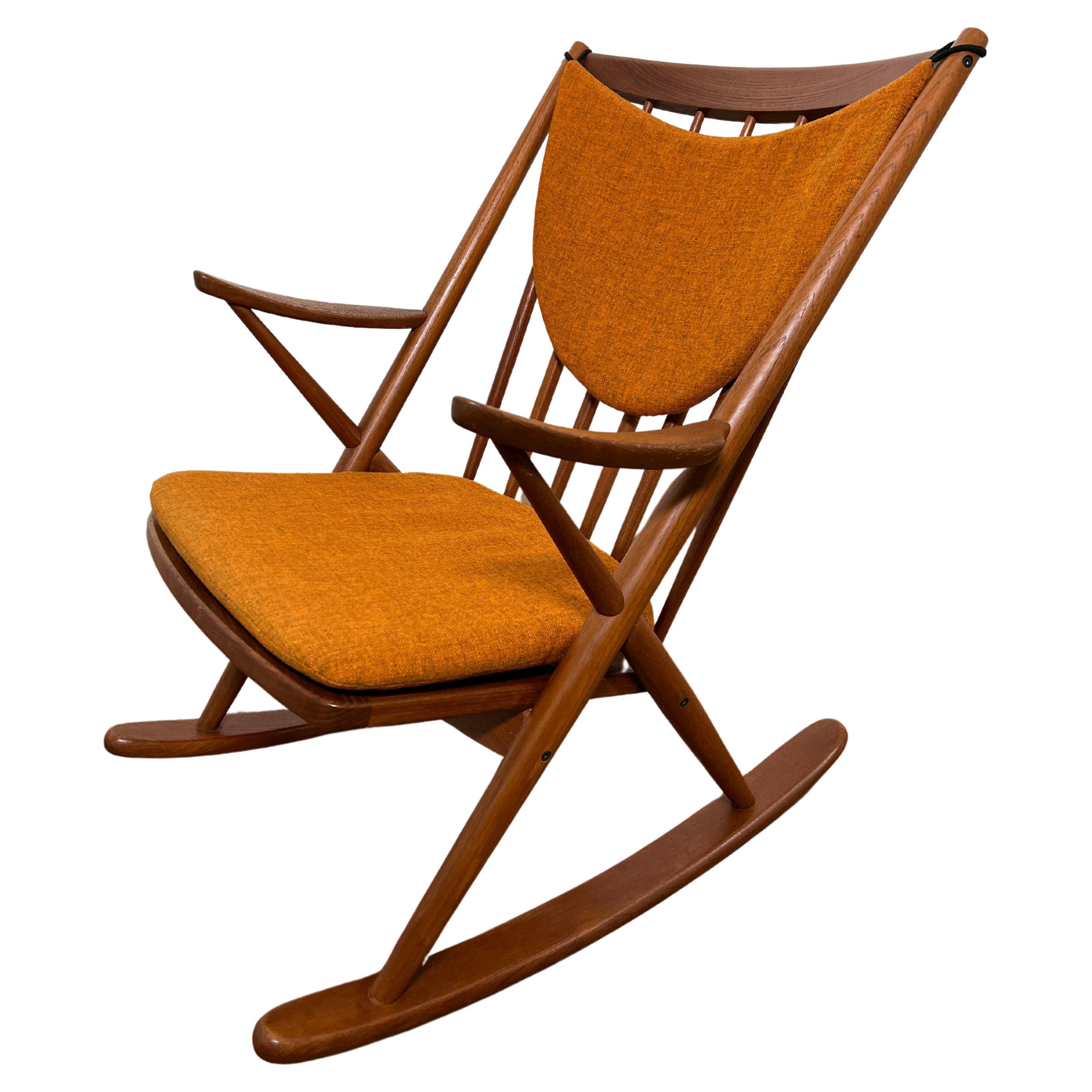 Fauteuil à bascule en teck danois par Frank Reenskaug pour Bramin Møbler Circa 1960s en vente