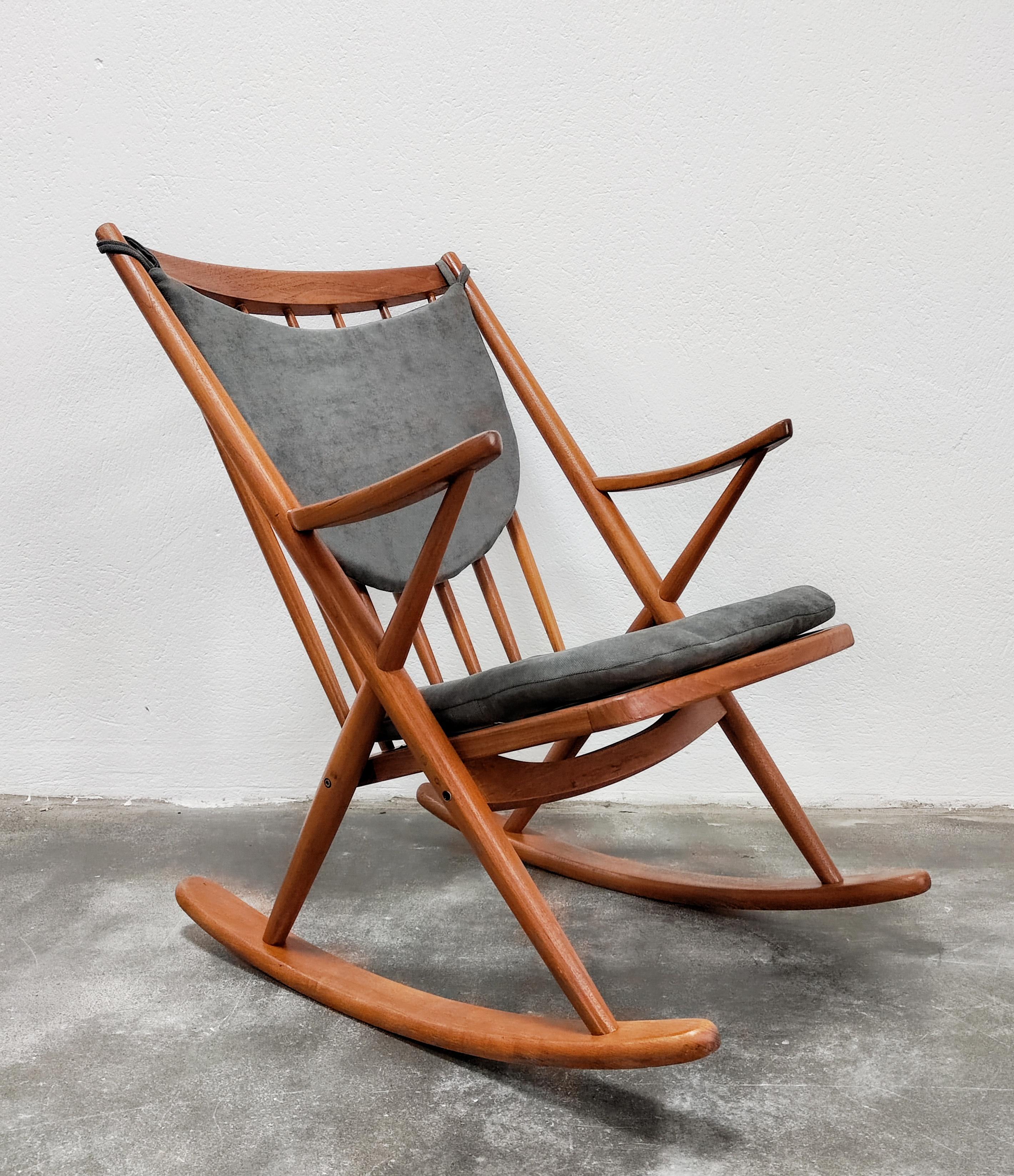 Danish Teak Rocking Chair Model 182 by Frank Reenskaug for Bramin, Denmark 1950s In Good Condition For Sale In Beograd, RS