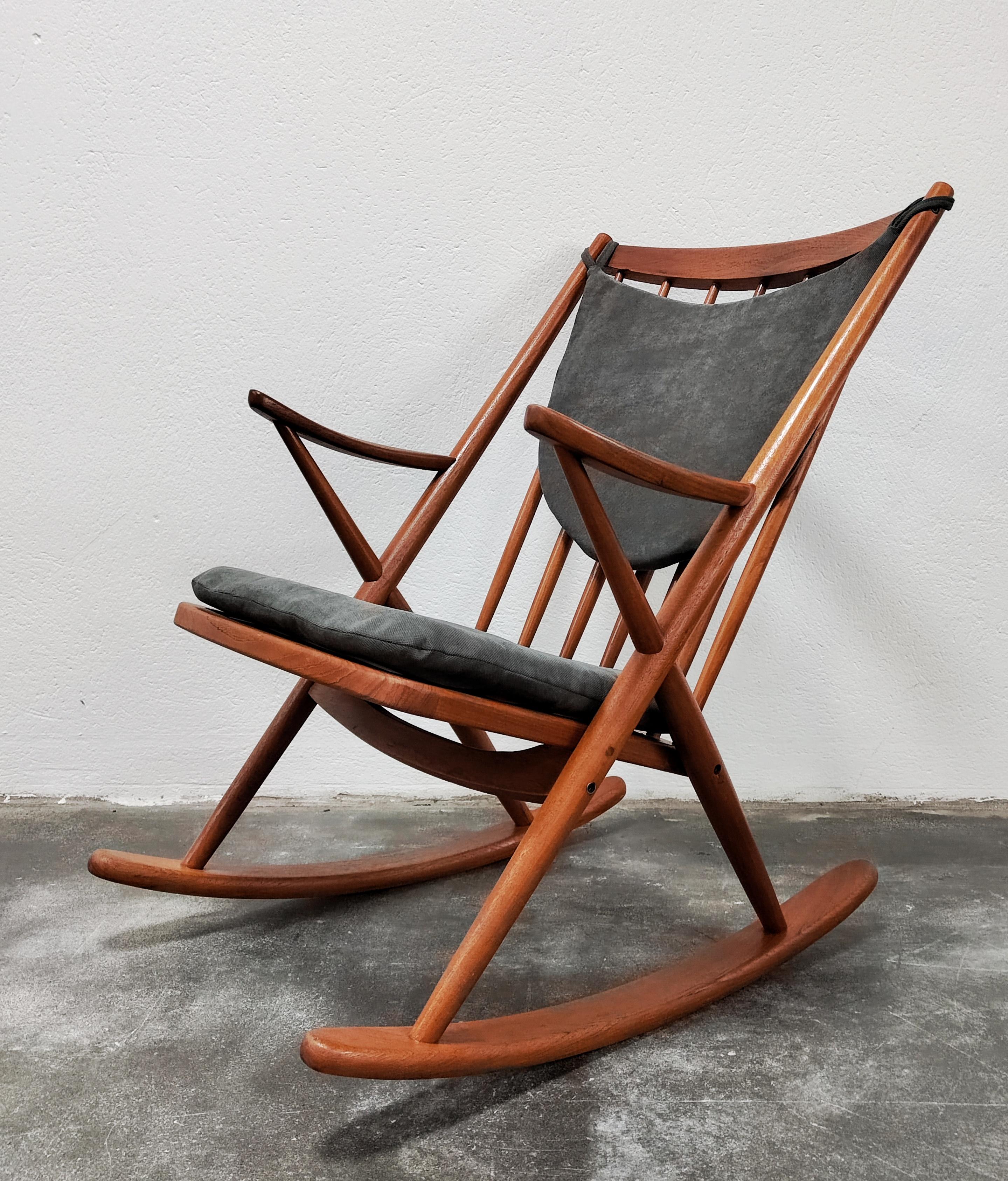 Danish Teak Rocking Chair Model 182 by Frank Reenskaug for Bramin, Denmark 1950s For Sale 1