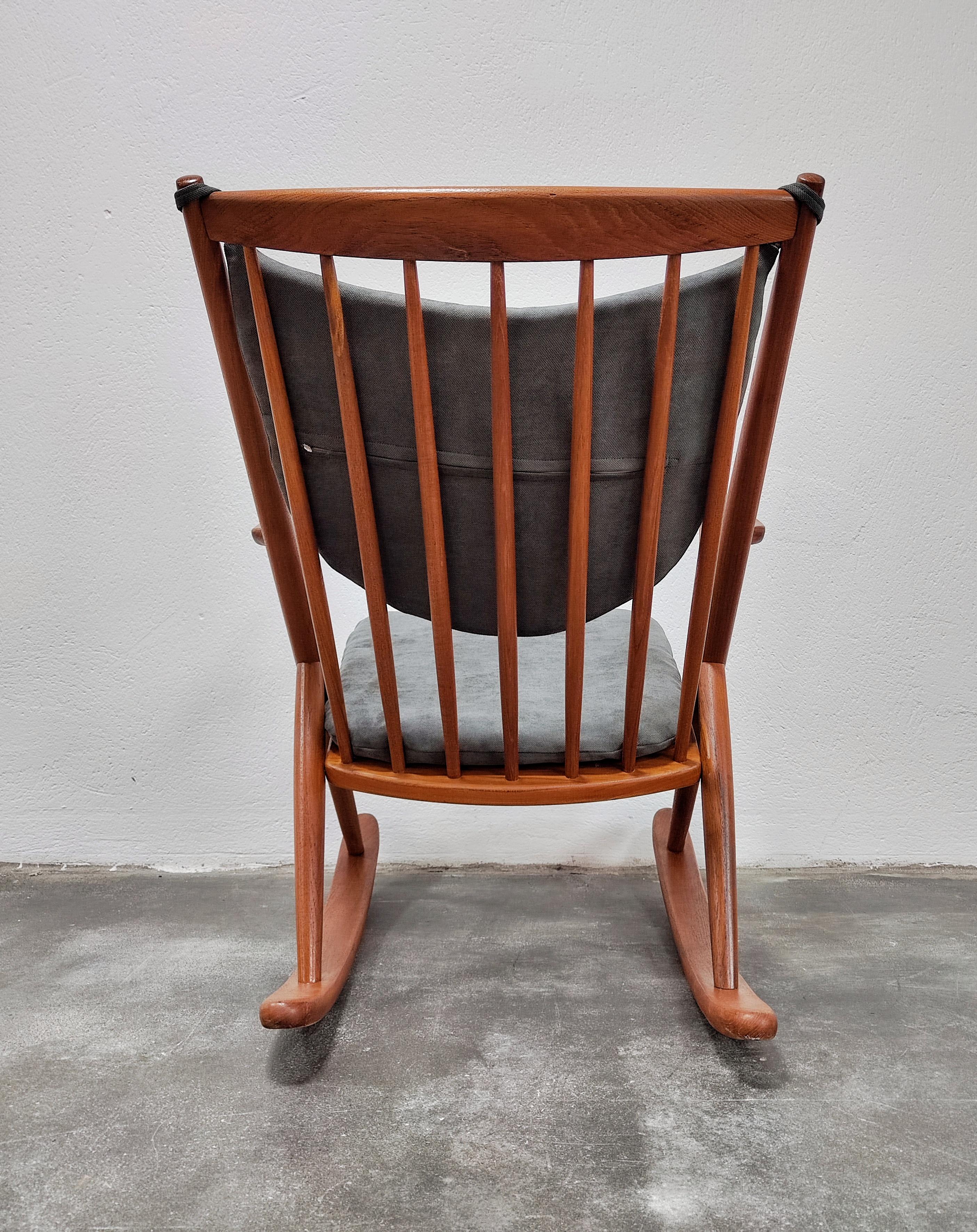 Danish Teak Rocking Chair Model 182 by Frank Reenskaug for Bramin, Denmark 1950s For Sale 2