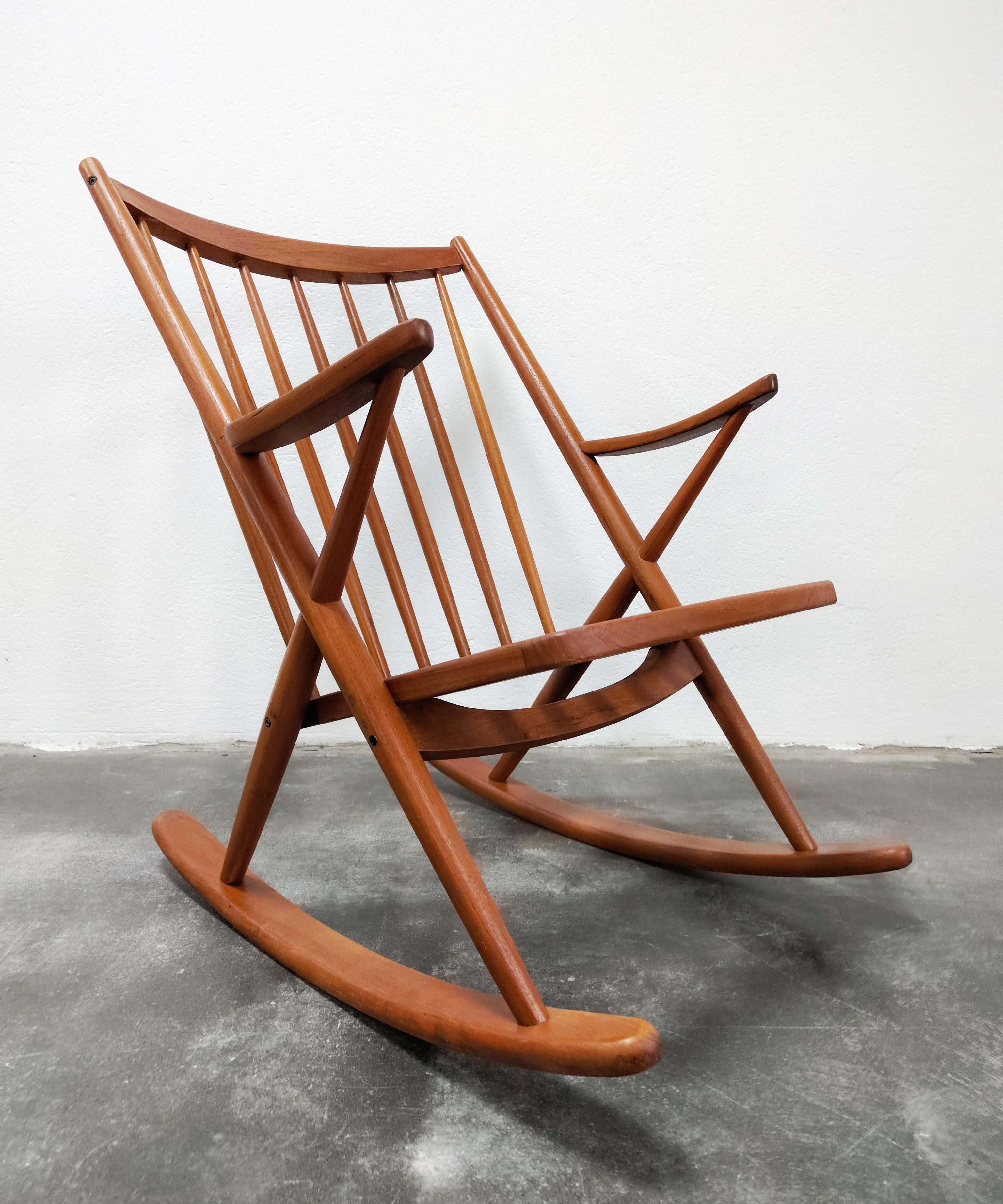 Danish Teak Rocking Chair Model 182 by Frank Reenskaug for Bramin, Denmark 1950s For Sale 5
