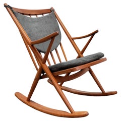 Vintage Danish Teak Rocking Chair Model 182 by Frank Reenskaug for Bramin, Denmark 1950s